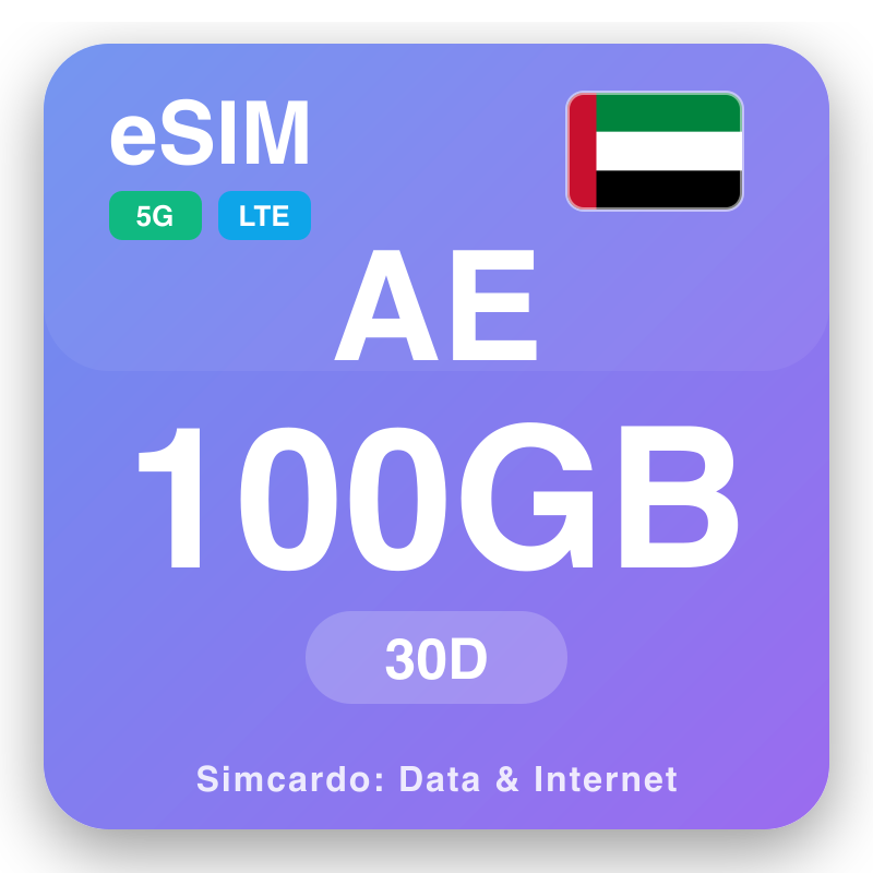 eSIM Spojené arabské emiráty 100 GB na 30 dní