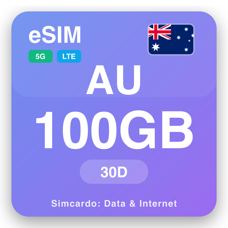 eSIM Australia 100 GB ji bo 30 dagen