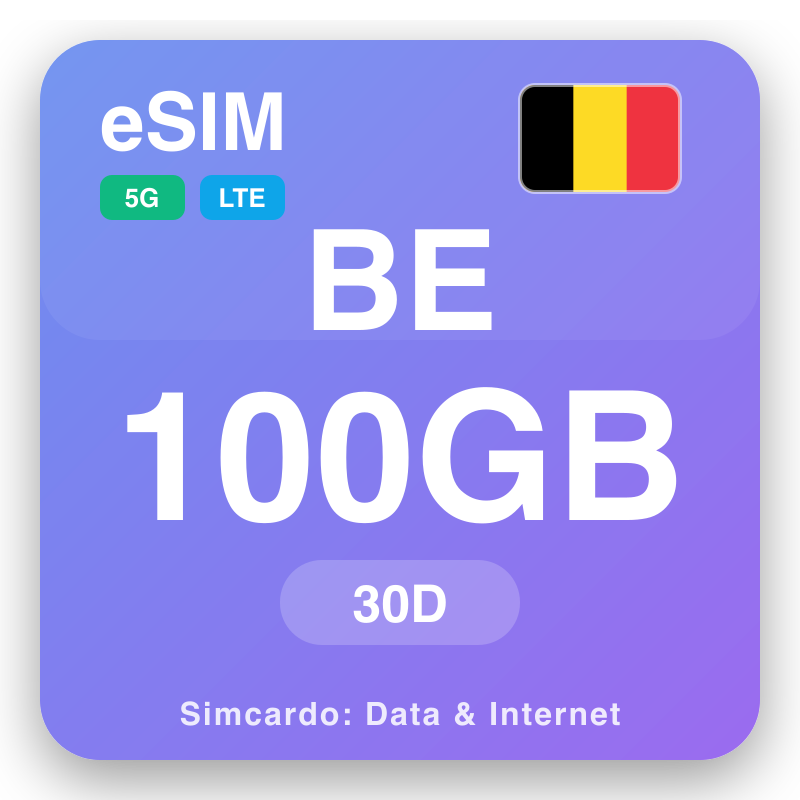eSIM Belzika 100 GB ho an'ny 30 andro