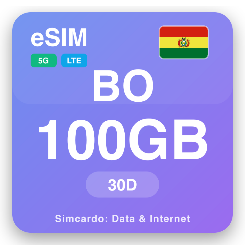 eSIM Bolivia - planên daneyê yên seyahatê û internetê mobîl