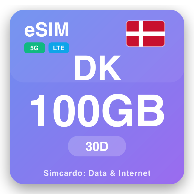 eSIM id-Danimarka 100 GB għal 30 ġimgħat
