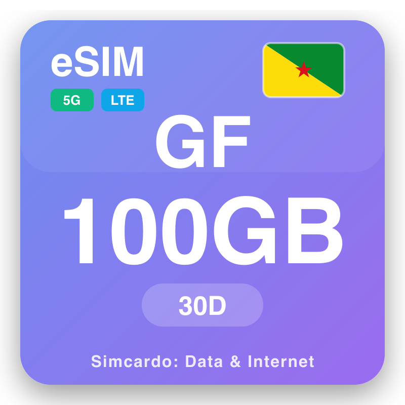 eSIM Gini Ta Faransa 100 GB na 30 kwanaki