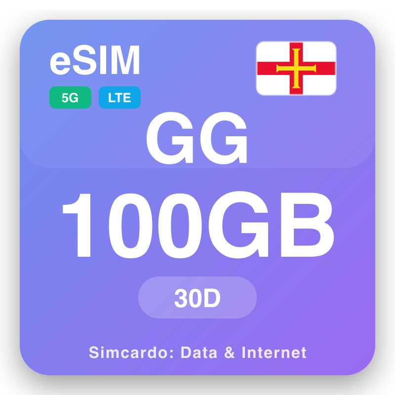 eSIM Guernsey 100 GB pou 30 jou