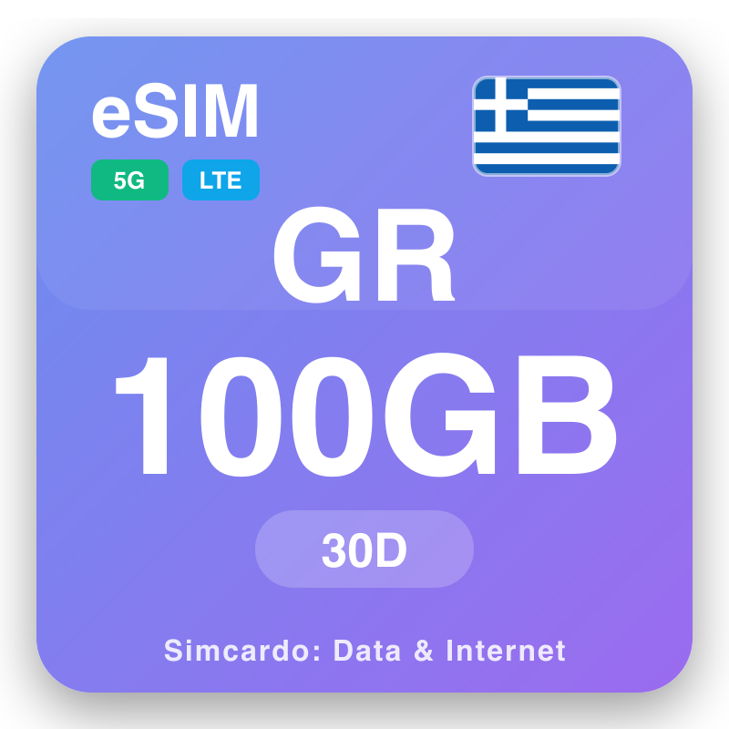eSIM il-Greċja 100 GB għal 30 ġimgħat