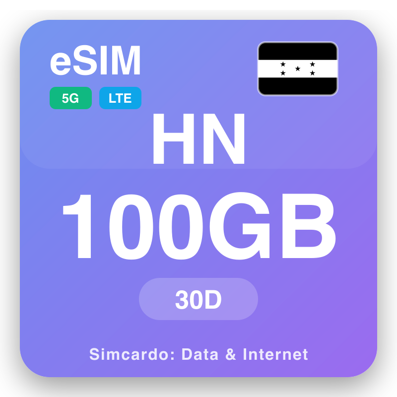 eSIM Honduras - mipango ya data za kusafiri na mtandao wa simu
