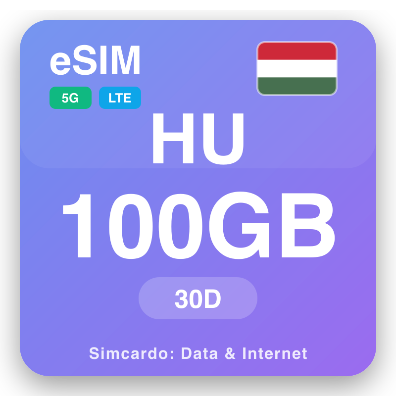 eSIM ហុងគ្រី 100 GB សម្រាប់ 30 ថ្ងៃ