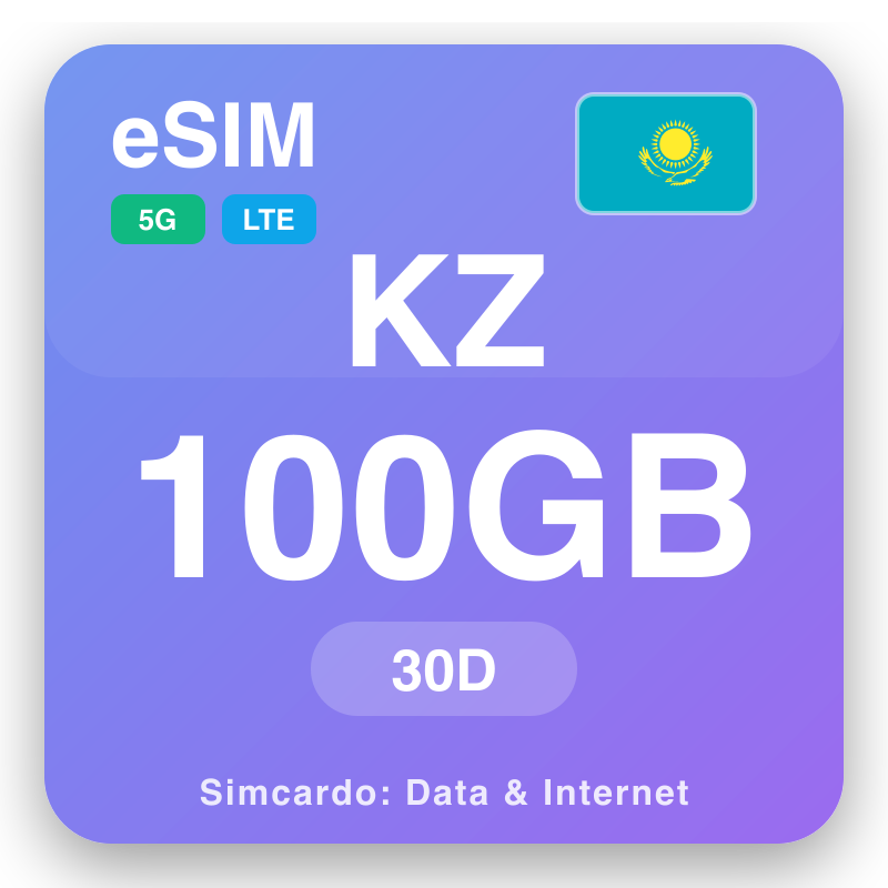 eSIM Kazachstán 100 GB na 30 dní