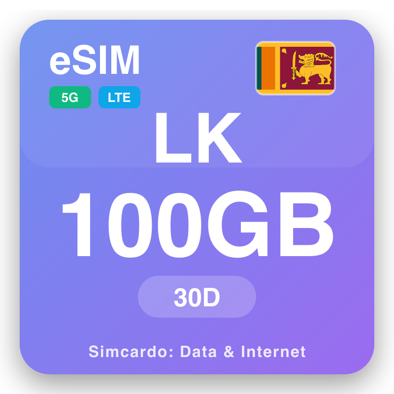 eSIM Sri Lanka 100 GB pe 30 días rupi