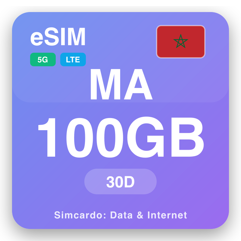 eSIM Morooko 100 GB muddo 30 maalmo