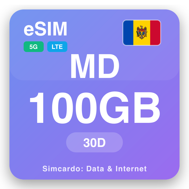 eSIM Moldova 100 GB pou 30 jou
