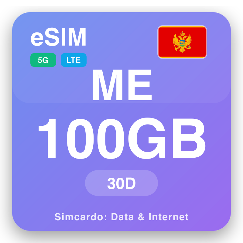 eSIM Çernogoriýa - syýahat maglumat meýilnamalary we mobil internet