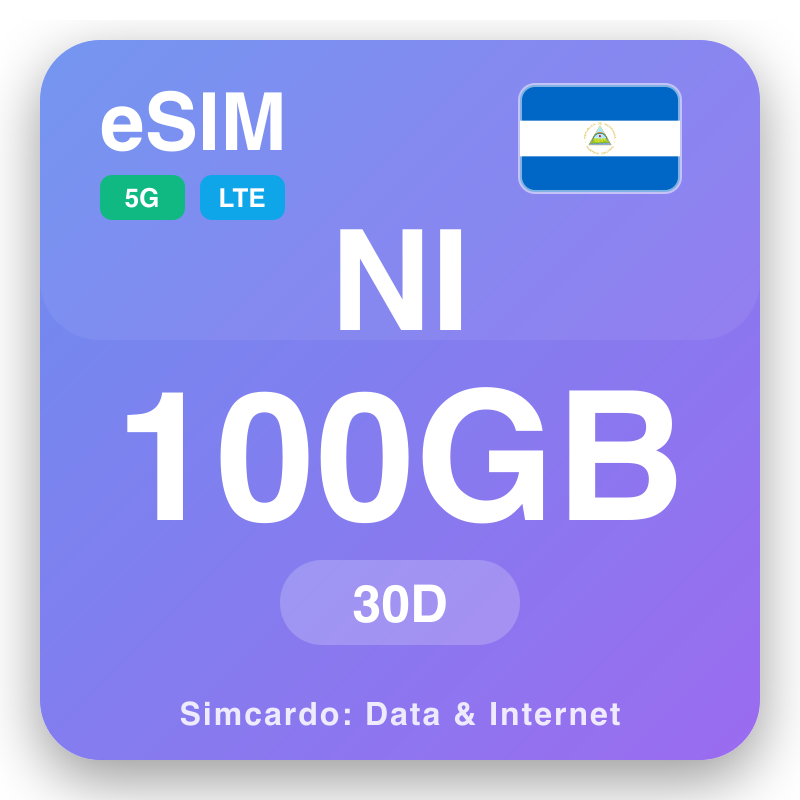 eSIM Nicaragua 100 GB kuni 30 päeva