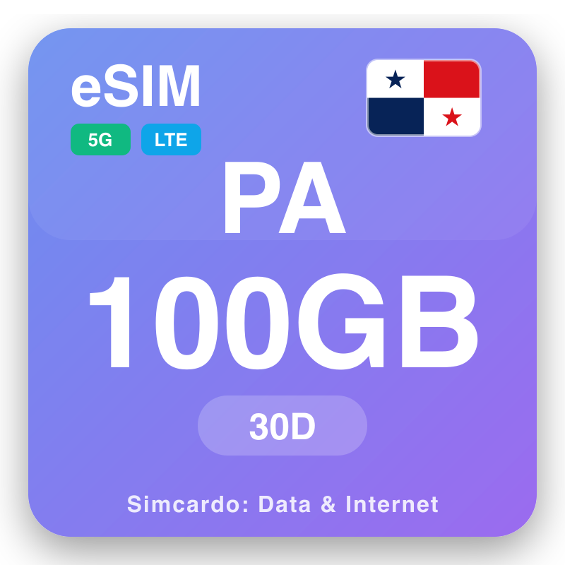 eSIM Panama 100 GB na 30 kwanaki