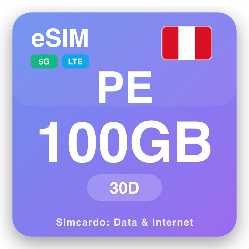 eSIM Peru 100 GB kwa 30 siku