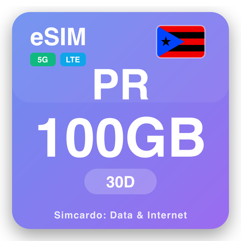 eSIM Puerto Rico 100 GB för 30 dagar