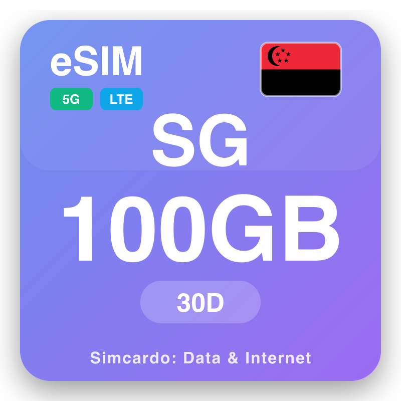 eSIM Singapo 100 GB fun 30 ọjọ