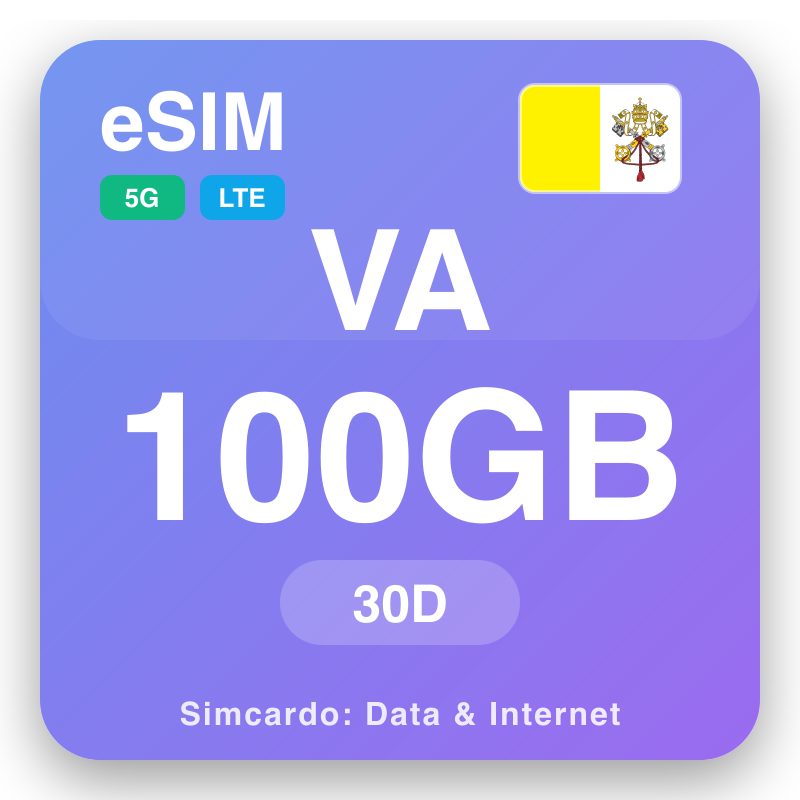 eSIM Firenen’i Vatikana 100 GB ho an'ny 30 andro