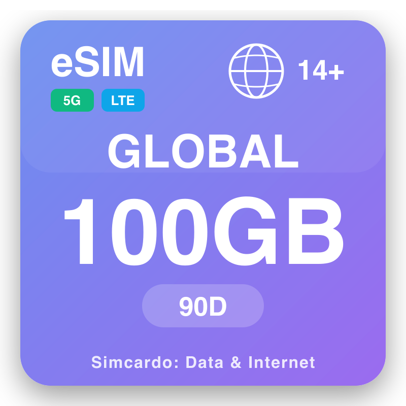 eSIM Asia 100 GB fun 90 ọjọ