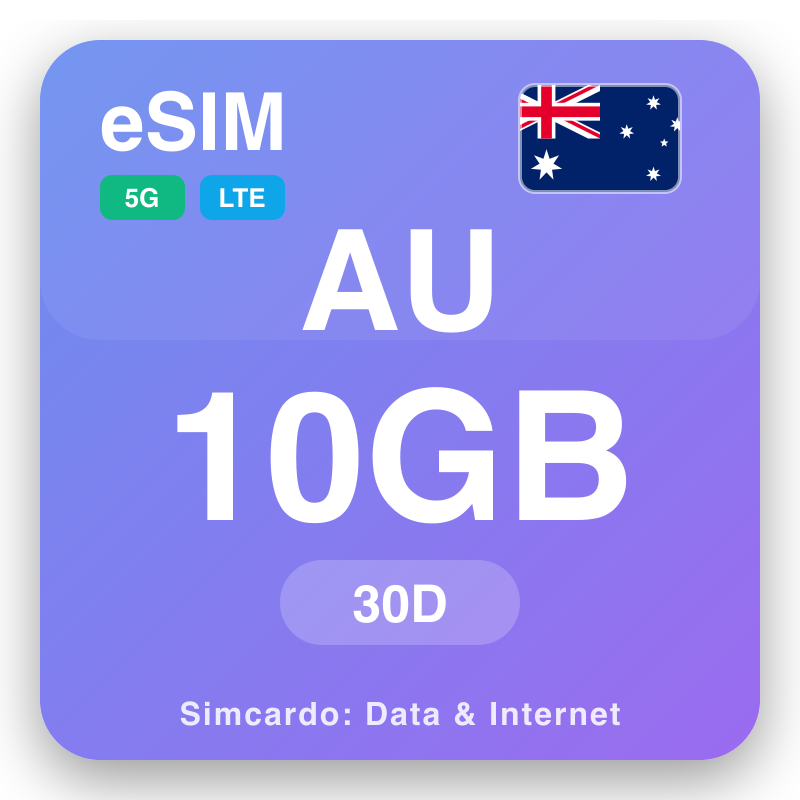 eSIM Australia 10 GB pou 30 jou