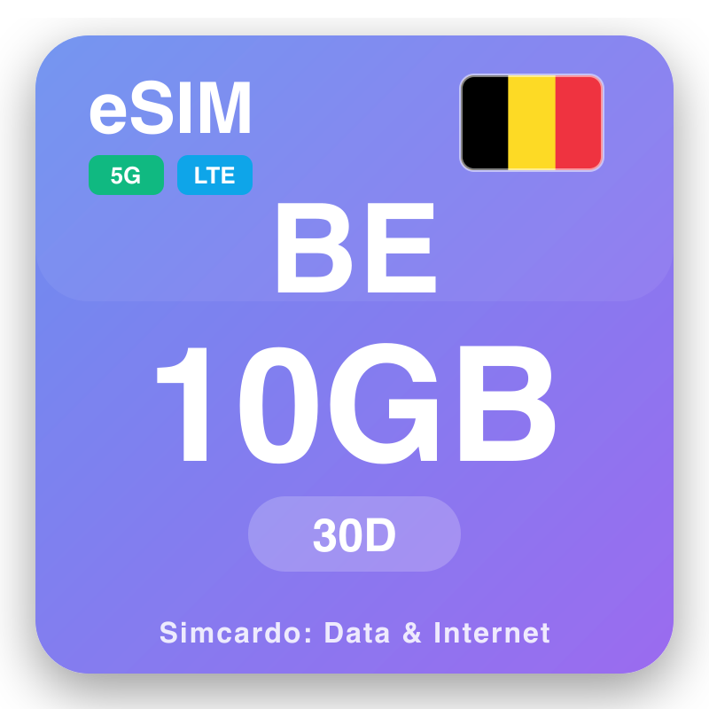 eSIM il-Belġju 10 GB għal 30 ġimgħat