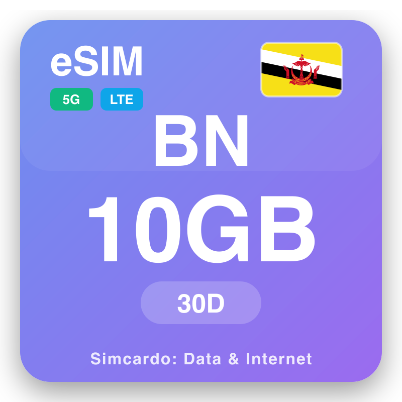eSIM Brunei - planên daneyê yên seyahatê û internetê mobîl