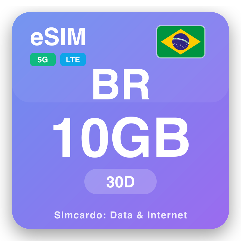 eSIM Brazil 10 GB voor 30 dagen