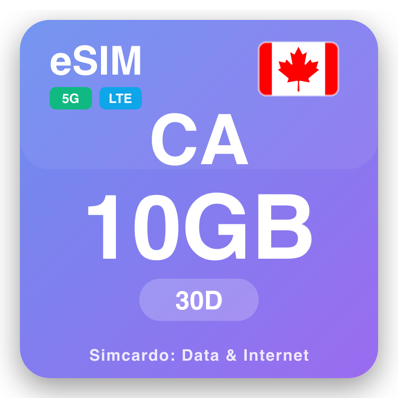 eSIM Canada 10 GB pou 30 jou