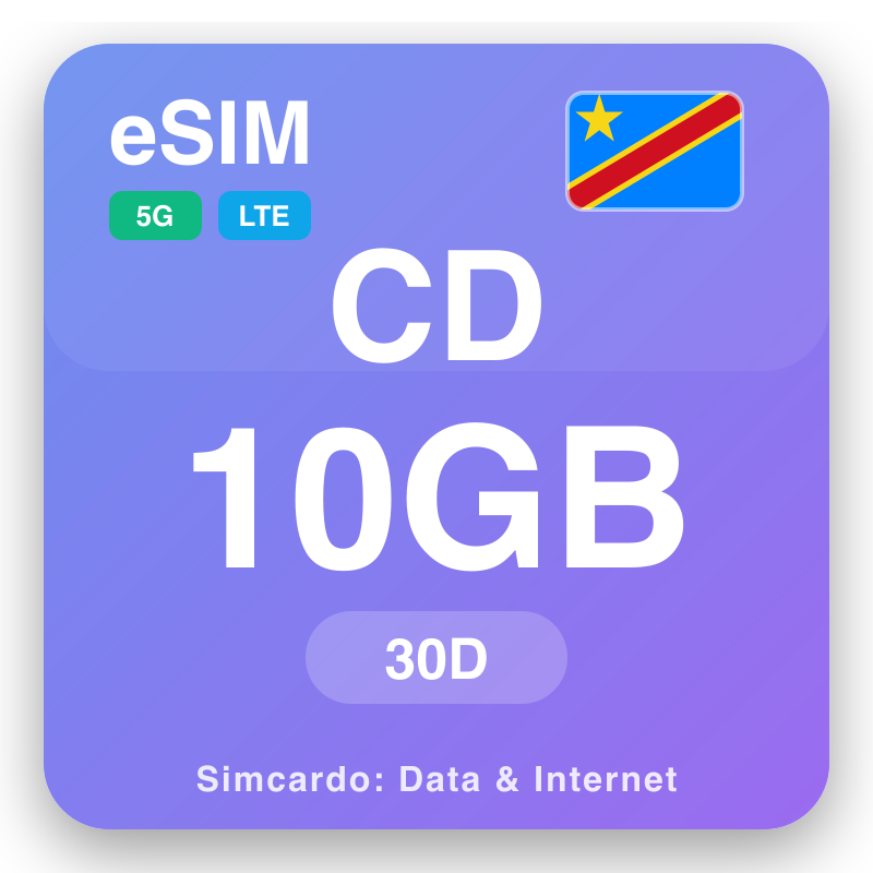 eSIM Kongo 10 GB i 30 dager