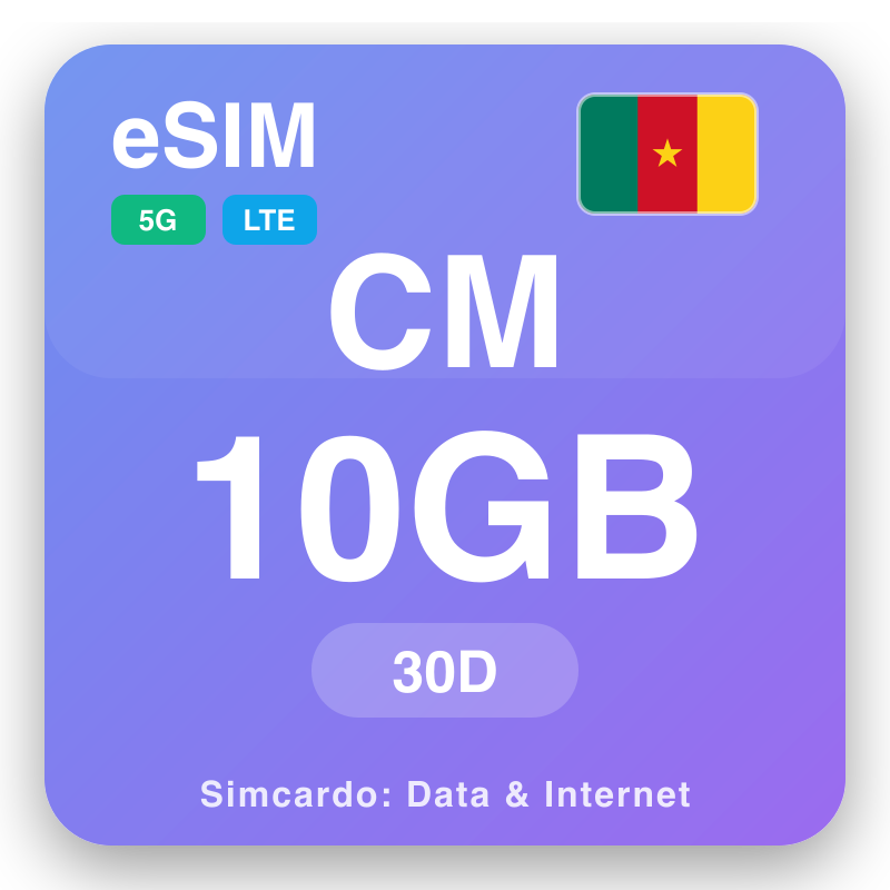 eSIM Camarún 10 GB do 30 laethanta