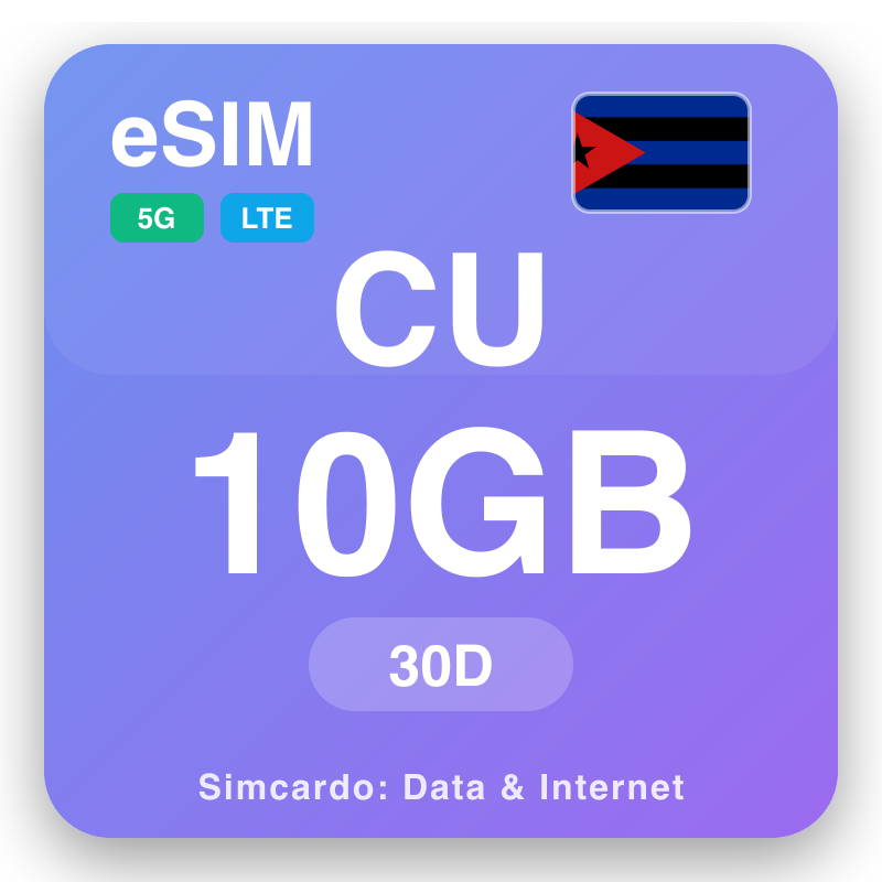 eSIM Kuba 10 GB na 30 dní