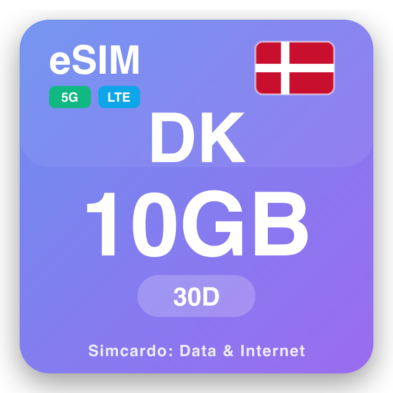 eSIM Danimarkë 10 GB për 30 ditë