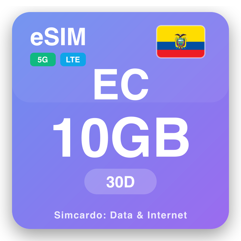 eSIM Ecuador - reisedataplaner og mobil internett