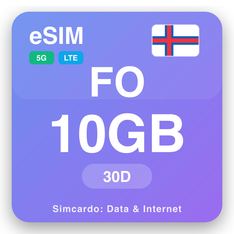 eSIM Kepulauan Faroe - pelan data perjalanan dan internet mudah alih