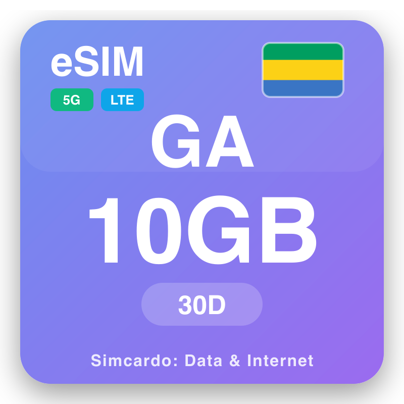 eSIM Gabón 10 GB para 30 ñiqin
