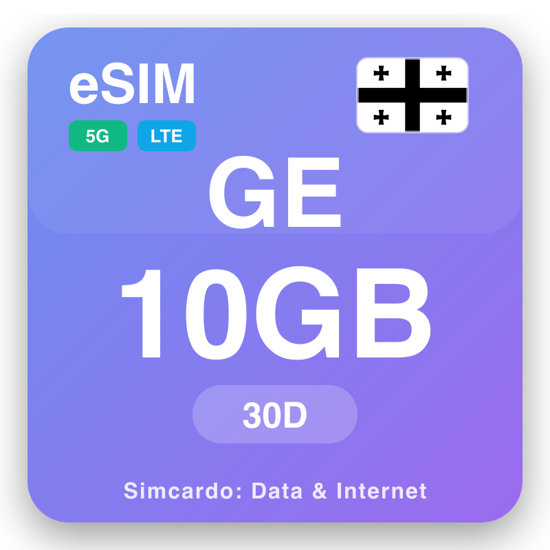 eSIM گورجستان 10 GB د 30 ورځې لپاره