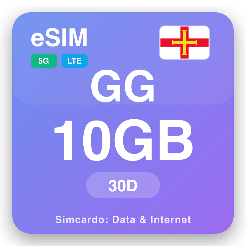 eSIM Guernsey 10 GB ji bo 30 dagen