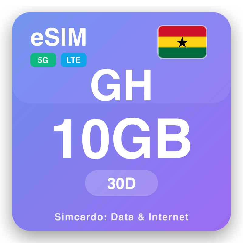 eSIM Ghana 10 GB i 30 dager