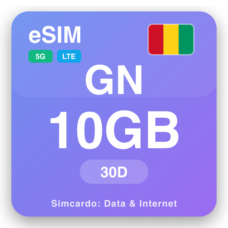 eSIM Guinea 10 GB me 30 siga