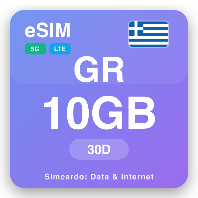 eSIM Ugiriki 10 GB kwa 30 siku