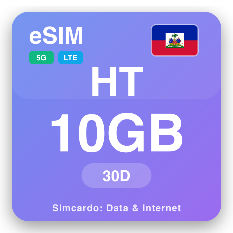 eSIM HT 10 GB no ka 30 mau lā