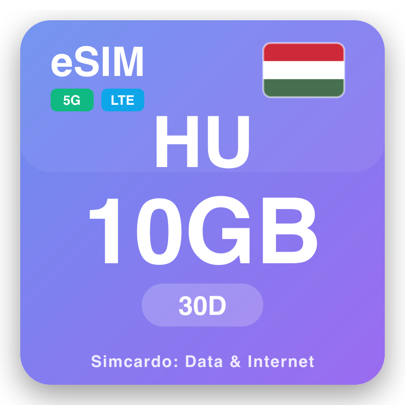 eSIM Hungari - awọn eto data irin-ajo ati intanẹẹti alagbeka