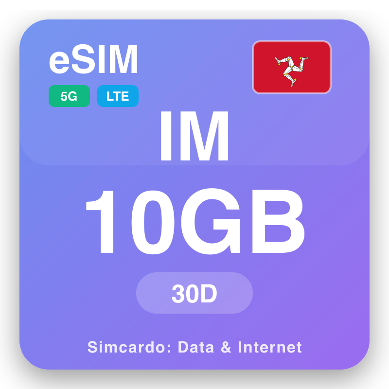 eSIM د آئل آف مین 10 GB د 30 ورځې لپاره