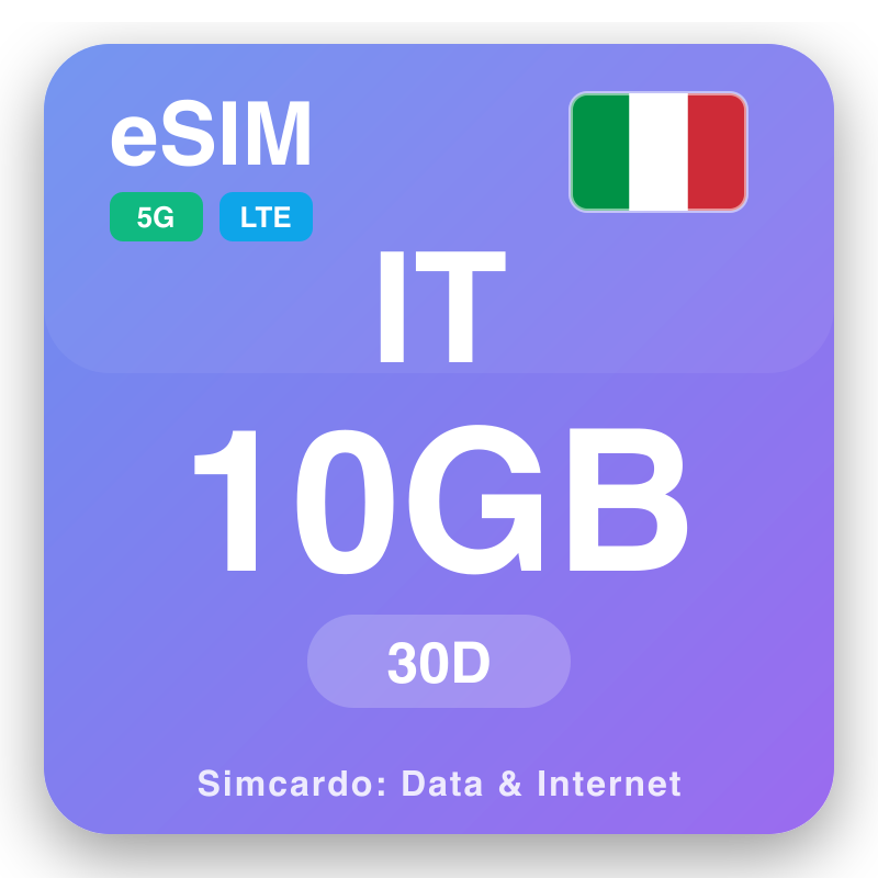 eSIM Talyaani 10 GB muddo 30 maalmo