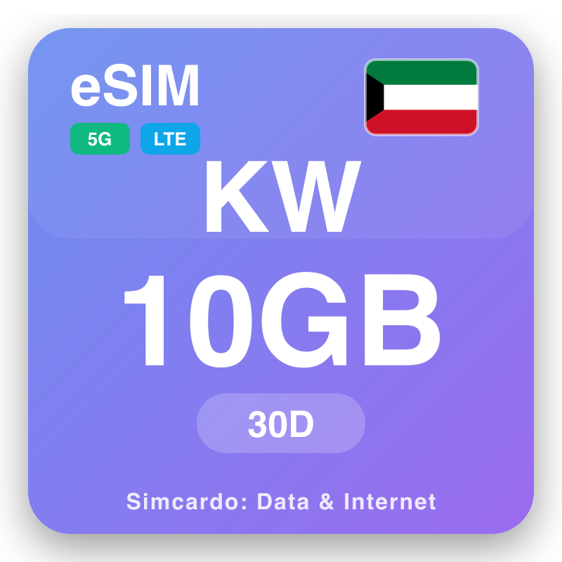 eSIM Kuvajt 10 GB na 30 dní