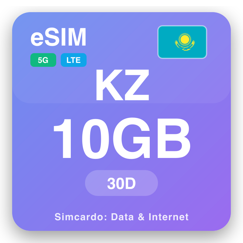 eSIM Qozogʻiston 10 GB 30 kun davomida