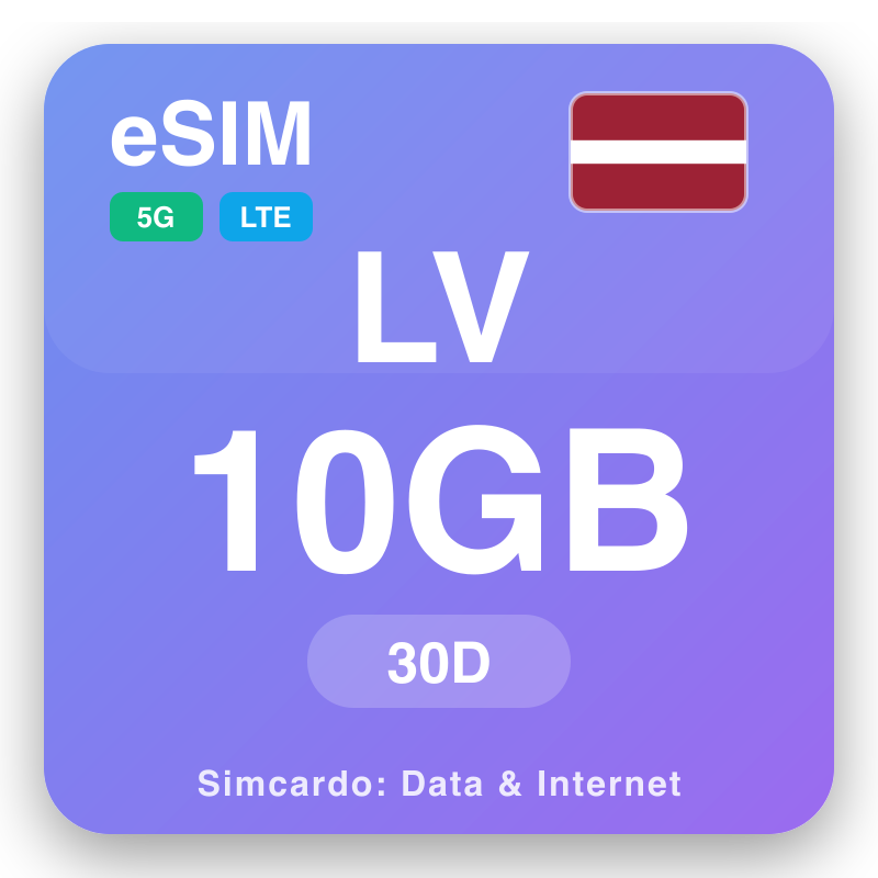 eSIM il-Latvja 10 GB għal 30 ġimgħat