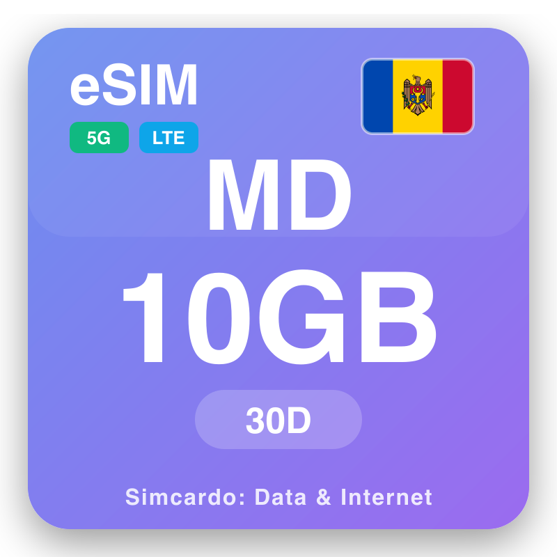 eSIM Moldova 10 GB kwa 30 siku