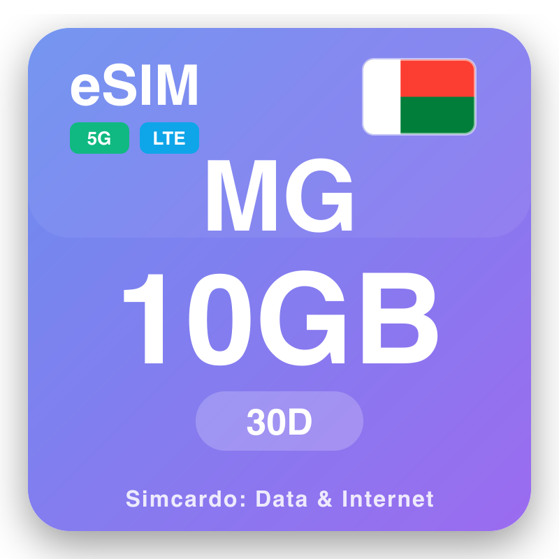 eSIM Madagascar 10 GB pou 30 jou