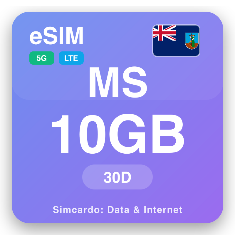 eSIM مونٽسراٽ - سفر ڊيٽا منصوبه ۽ موبائل انٽرنيٽ