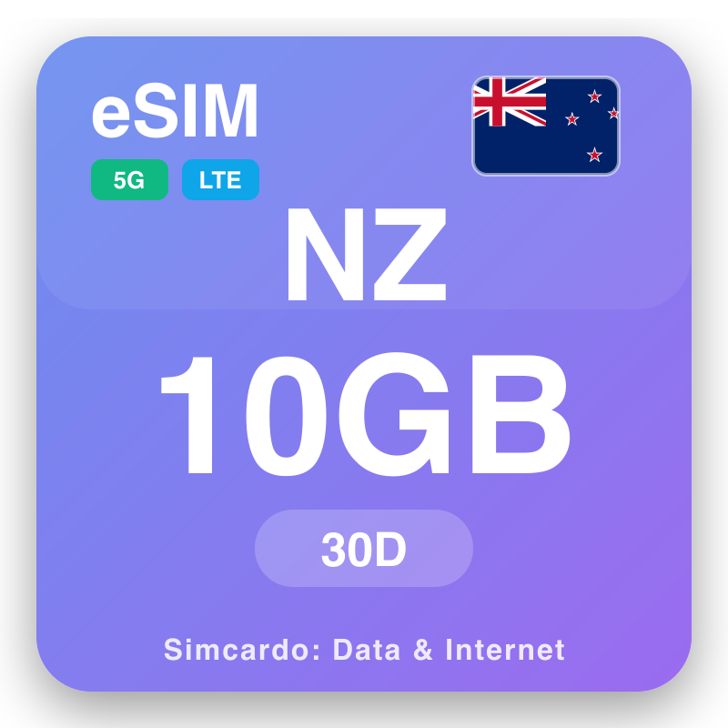 eSIM New Zealand 10 GB cho 30 ngày